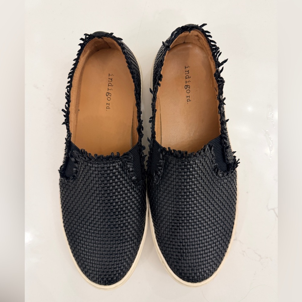 Indigo Rd Black Woven Slip-On Shoes